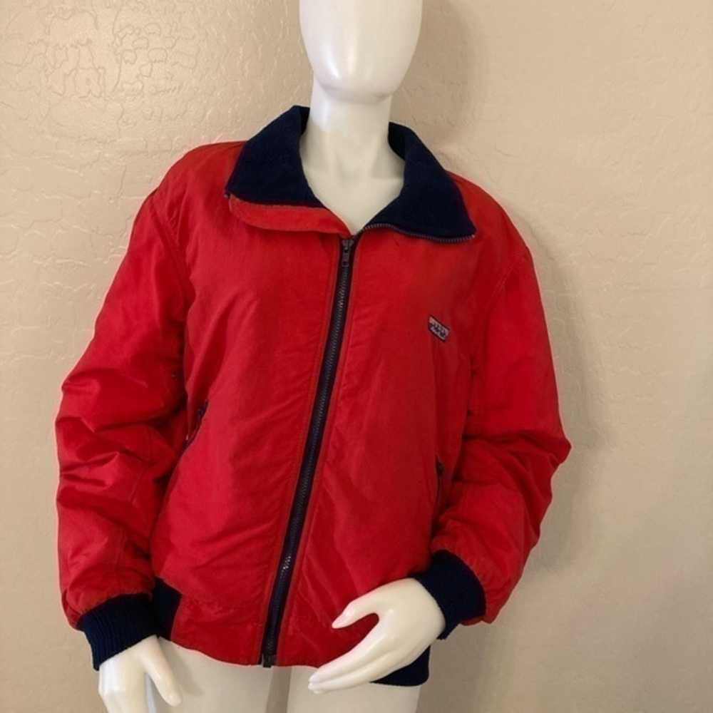 Vintage Eddie Bauer Men’s Red Bomber Fleece Lined Varsity Jacket Medium